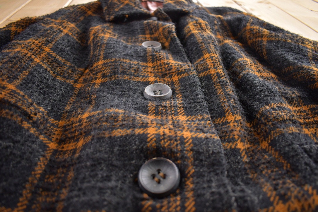 Vintage 1970s Harrods Wool Button Up Long Jacket Made In England