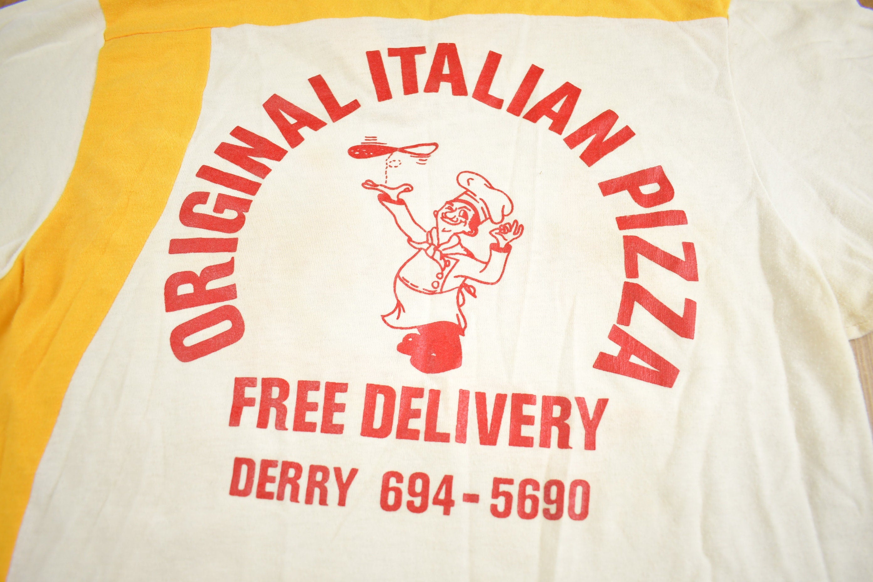 Vintage 1980s Presby Pizza Parlour Baseball Button Up Shirt
