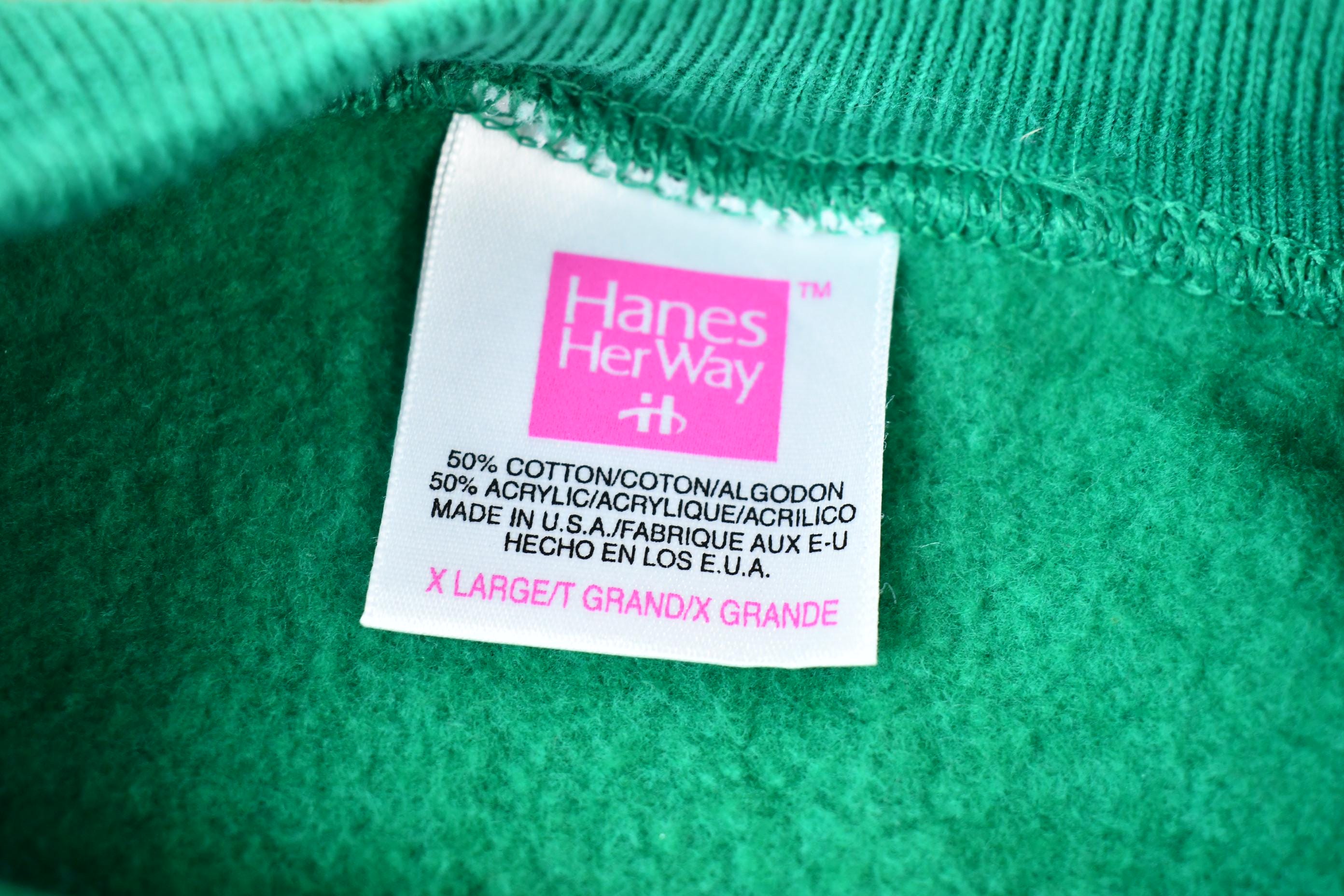 Vintage 1990s Hanes Her Way Women's Blank Light Green Crewneck Sweatshirt