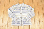 Vintage 1990s Croft & Barrow fair isle metal clasp Knit Cardigan Sweater Women's L