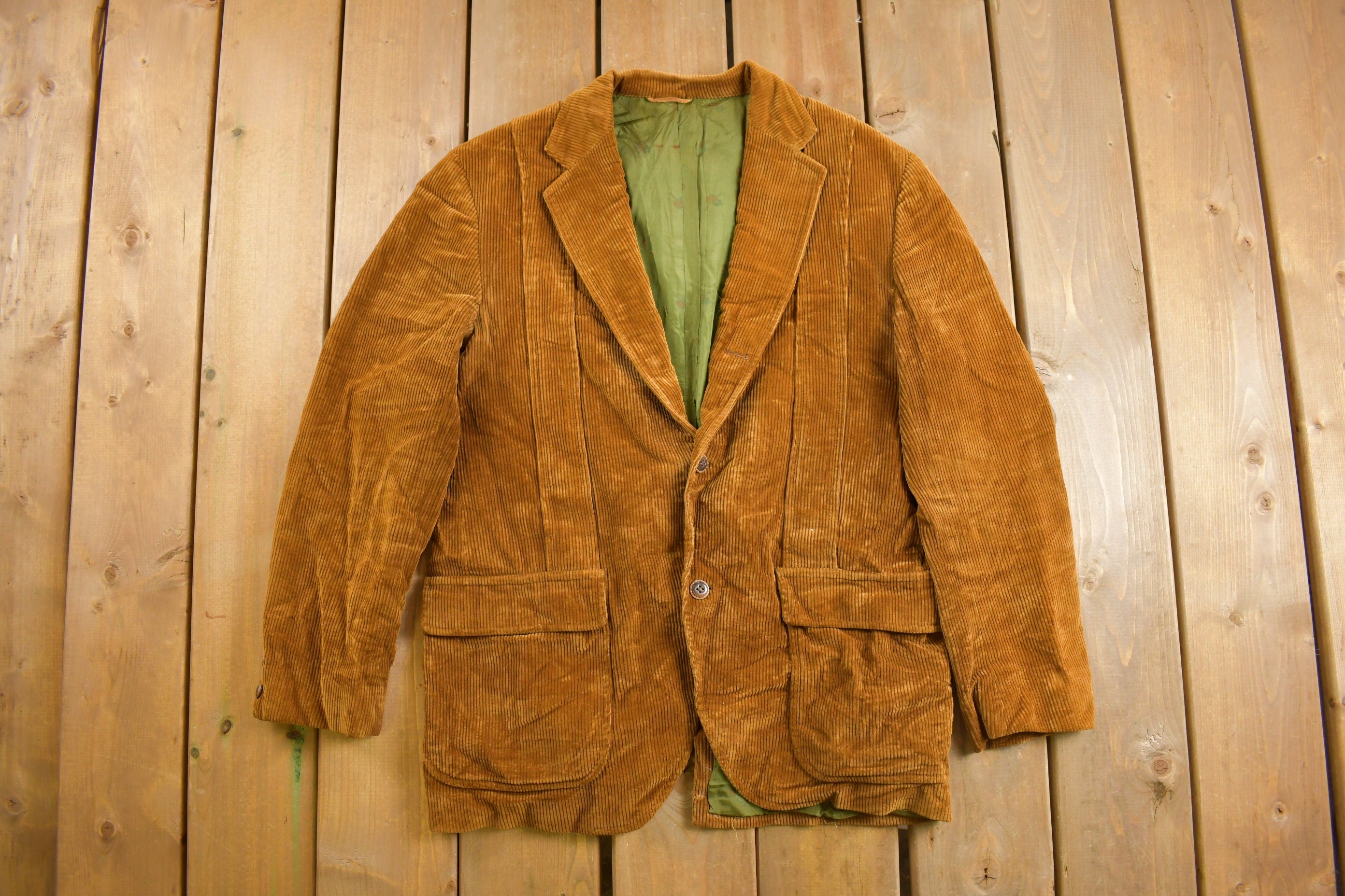 Vintage 1970s Brown Corduroy Blazer Button Up Shirt