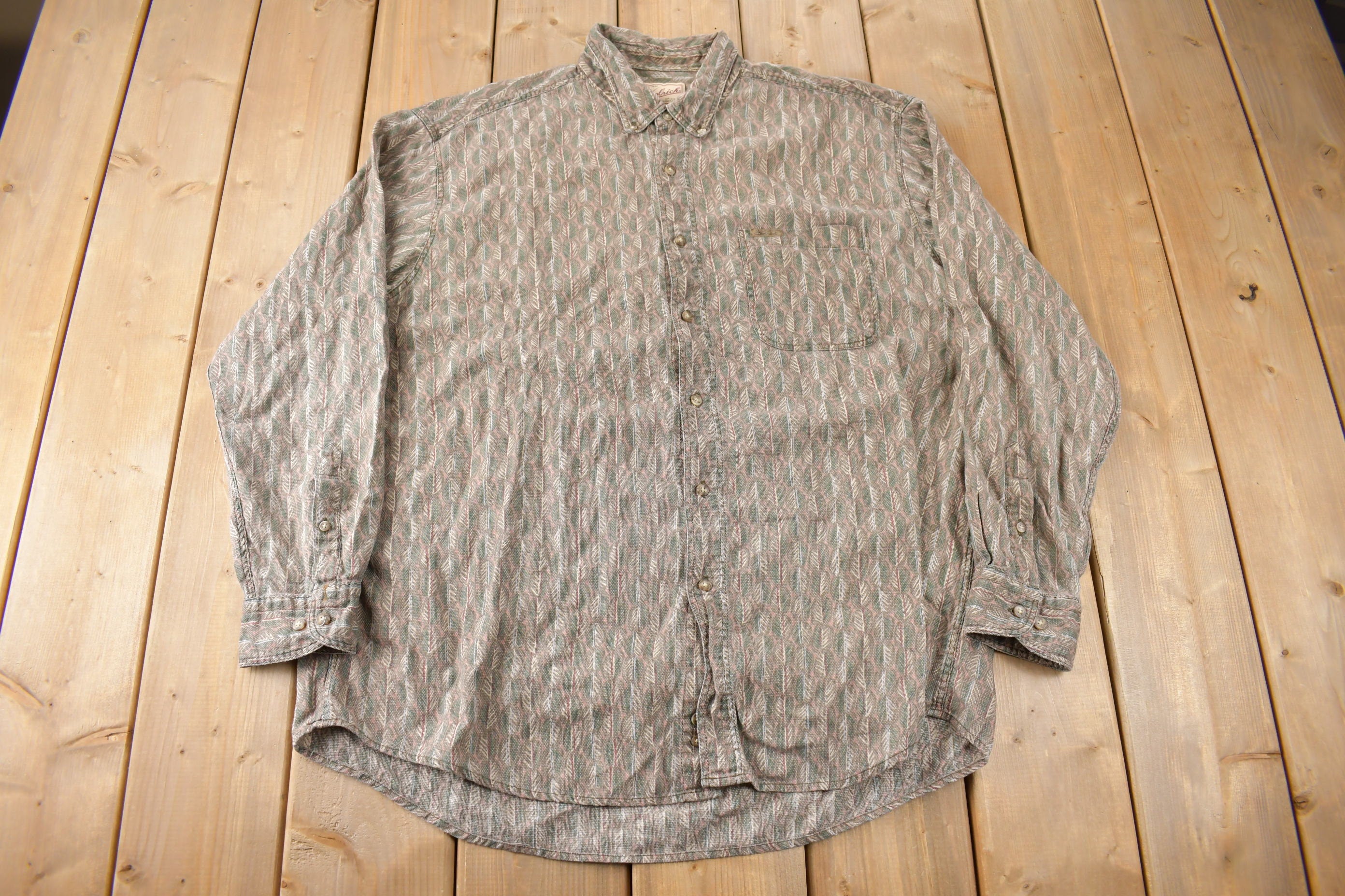Vintage 1990s Woolrich All Over Print Button Up Shirt Size XL