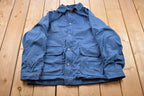 Vintage 1990s Woolrich Cargo Pocket Plaid Lined Blue Fall Jacket