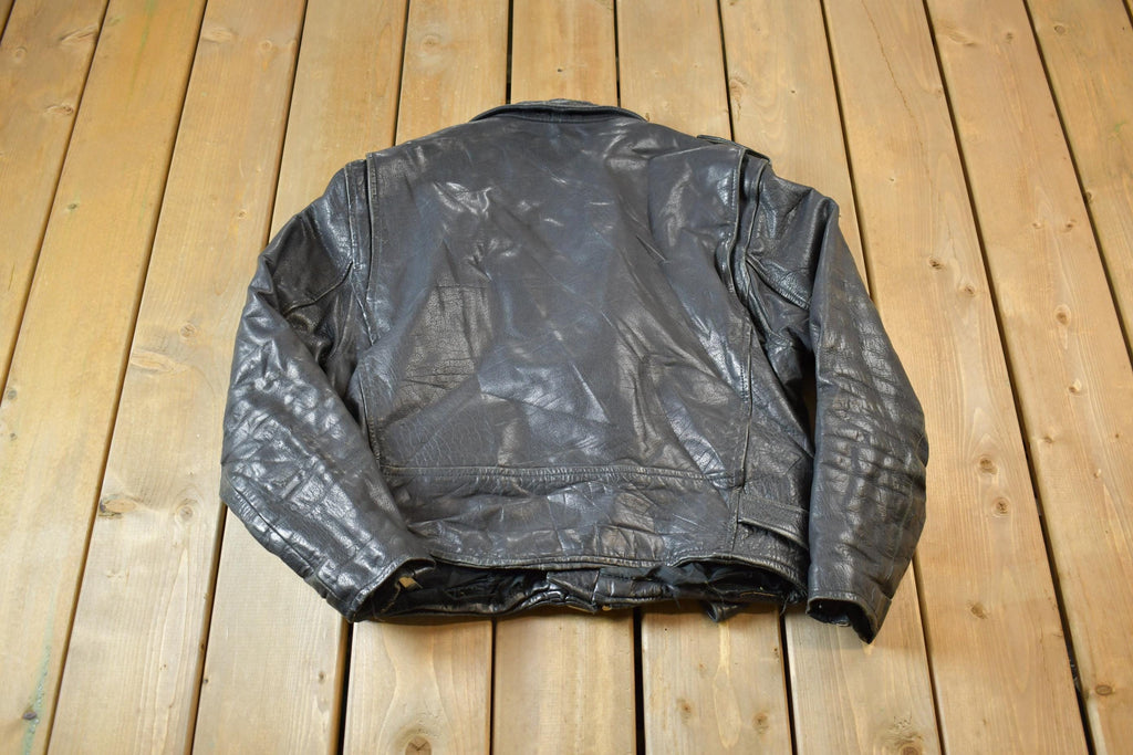 Vintage 1980s Leather Gold Biker Jacket - 44R