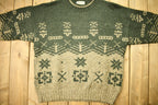 Vintage 1990s Eddie Bauer Abstract Wool Knit Crewneck Sweater