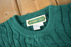 Vintage 1990s Quissett Cove Green Cable Knit Crewneck Sweater