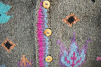Vintage 1980s Tejidos Otavalo Wool Hand Knit Cardigan Sweater Adult L-XL