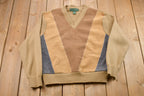 Vintage 1990s Hill & Archer Suede Knitted Sweater