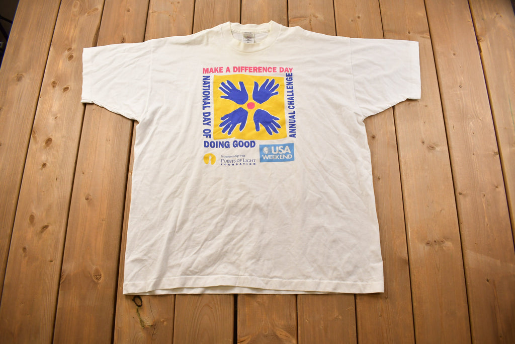 Vintage 1990s Make A Difference Day Graphic T Shirt