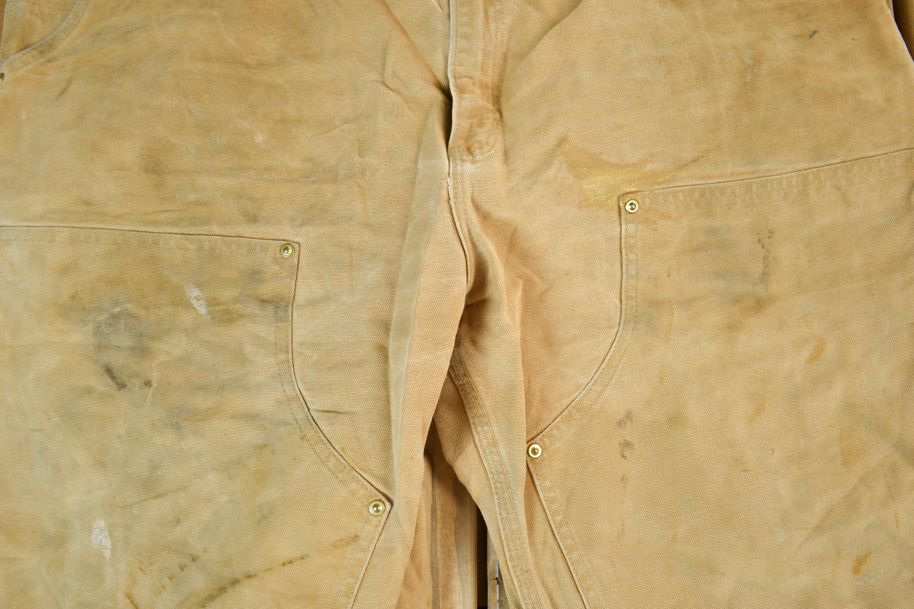 Vintage 1990s Tan Carhartt Double Knee Denim Work Jeans Size