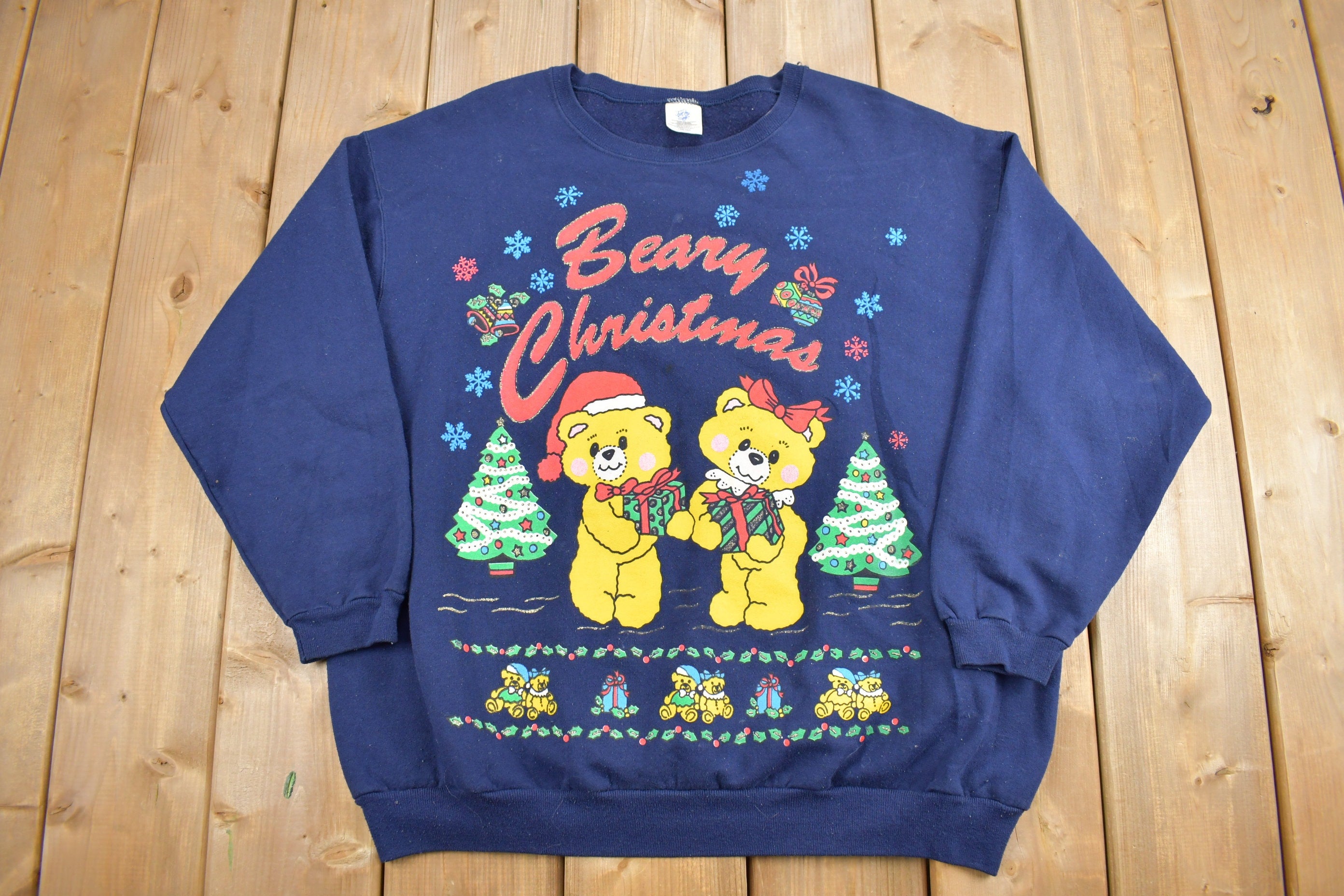 Vintage 1990s "Beary" Christmas Teddy Bear Sweater