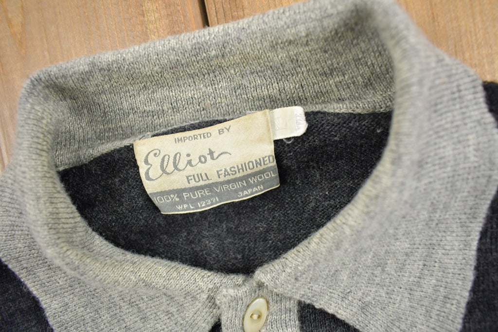 Vintage 1960s Quarter Button Virgin Wool Knit Sweater