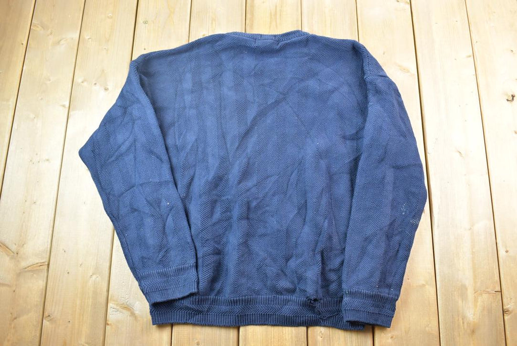 Vintage 1990s Chaps By Ralph Lauren Blue Knit Crewneck Sweater