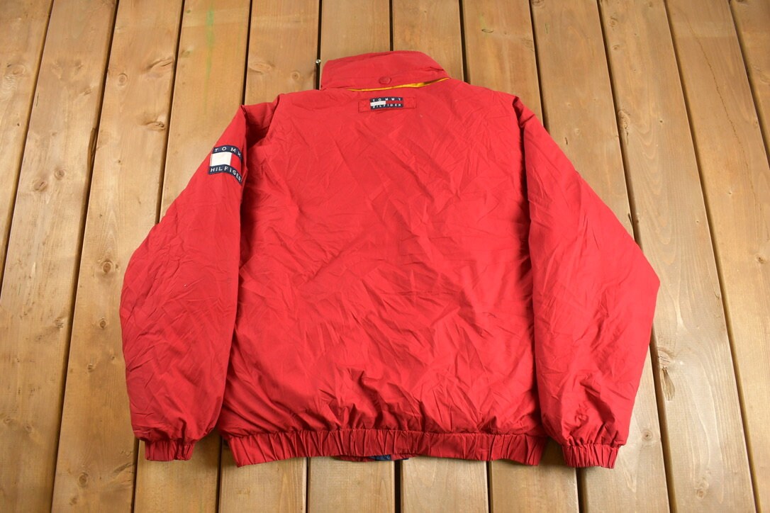 Vintage 1990s Tommy Hilfiger Color Block Goose Down Winter Puffer Jacket