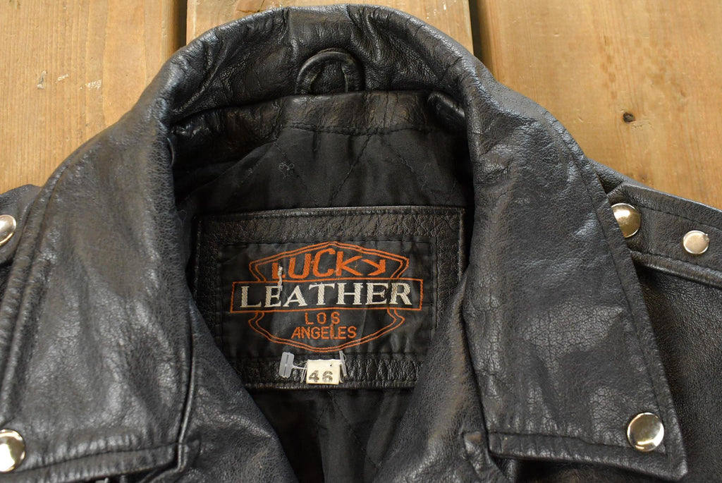 Vintage 1980s Lucky Leather Biker Motorcycle Leather Jacket Women's Medium