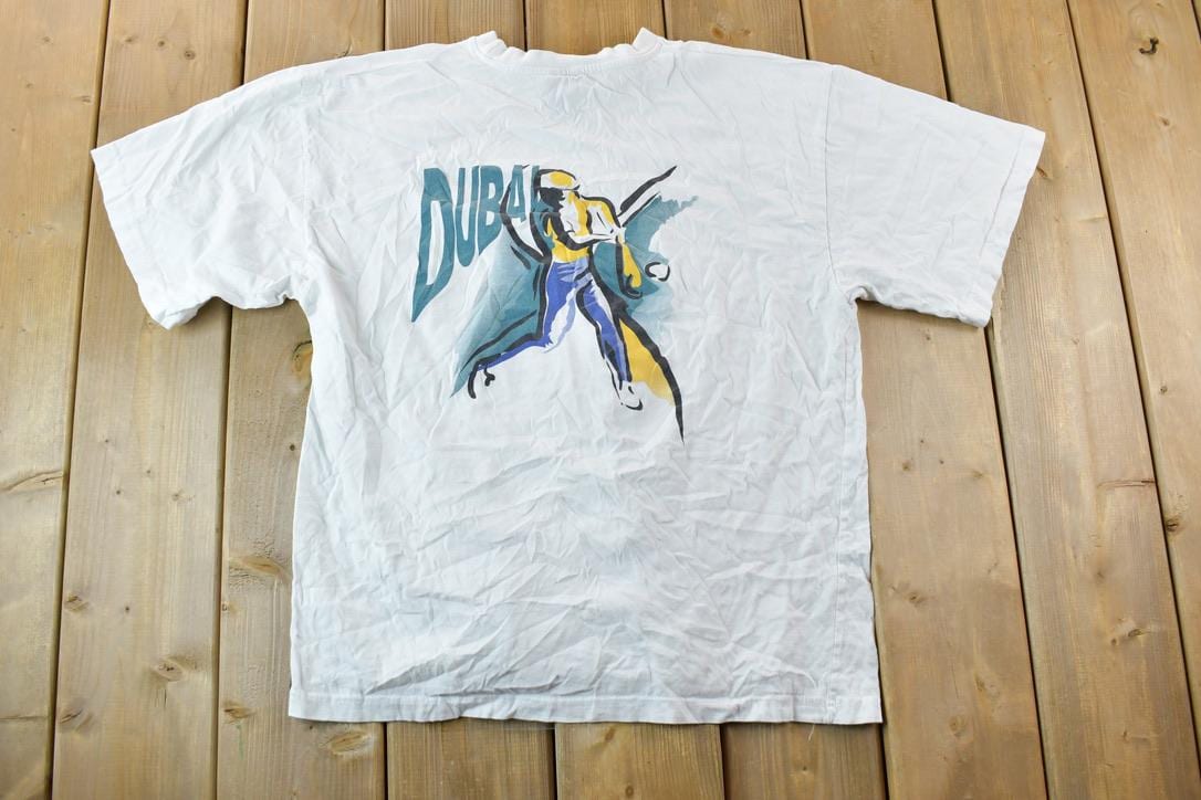 Vintage 1990s Dubai Baseball Souvenir T-Shirt  Vintage Streetwear  Vacation Tee  Travel T Shirt