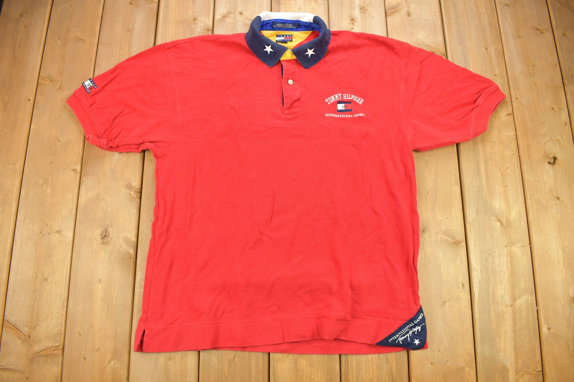 Vintage 1990s Tommy Hilfiger USA Flag Patch Shirt