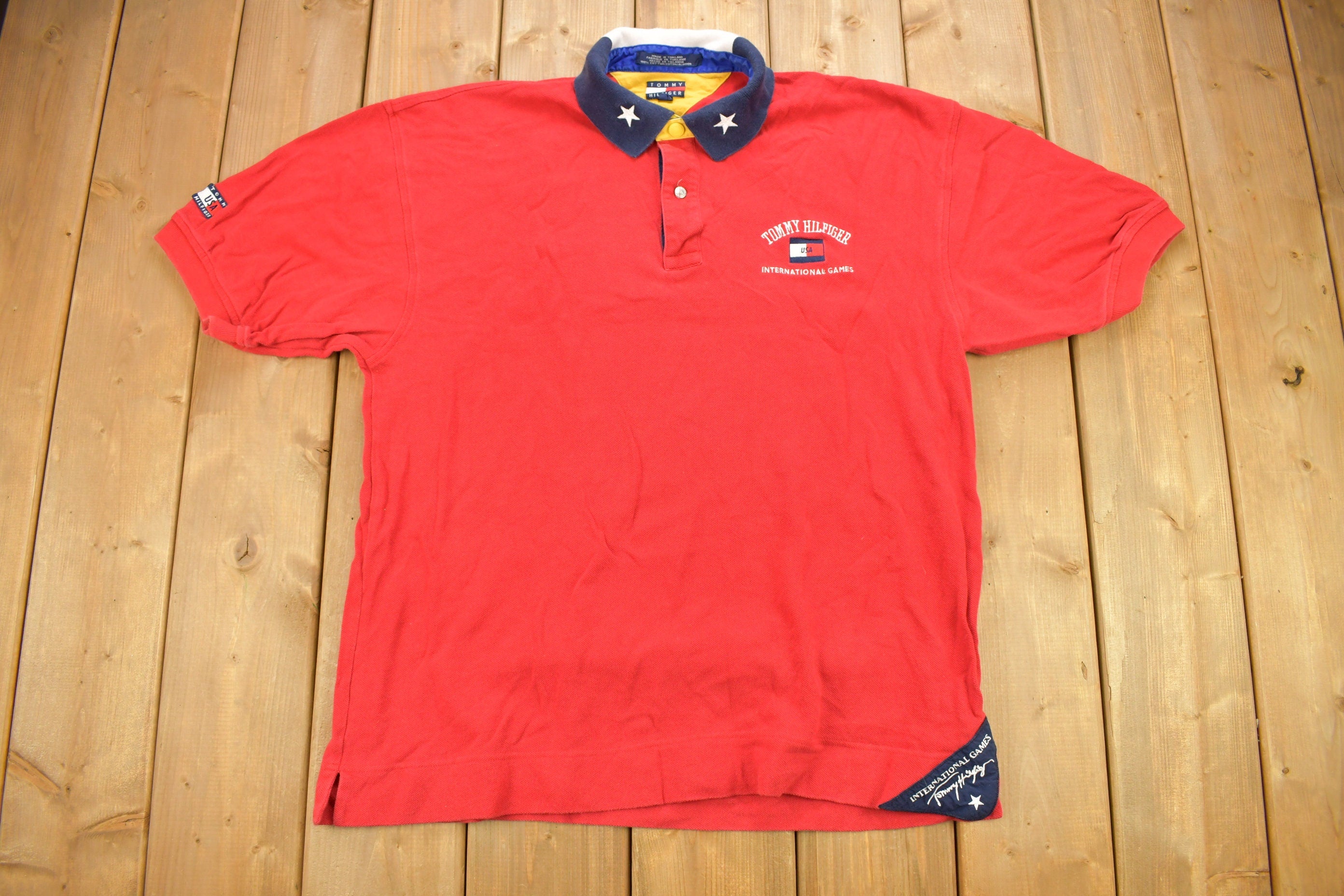 Vintage 1990s Tommy Hilfiger USA Flag Patch Shirt