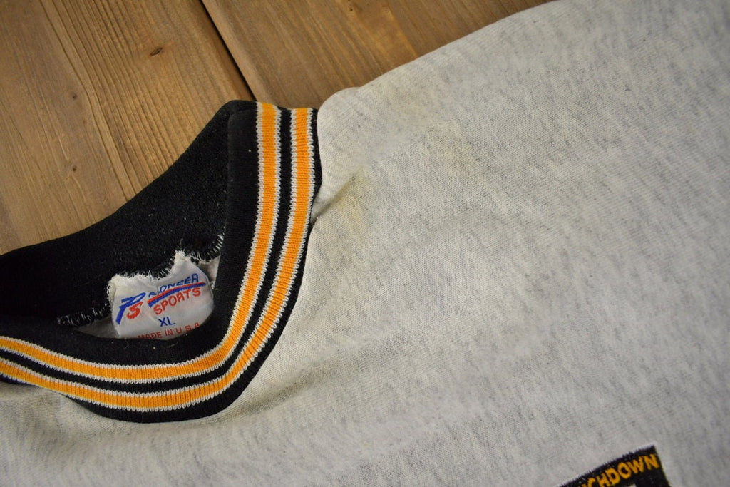 Vintage 1990s TRUMBULL TOUCHDOWN Club Embroidered Crewneck Sweatshirt Made In USA