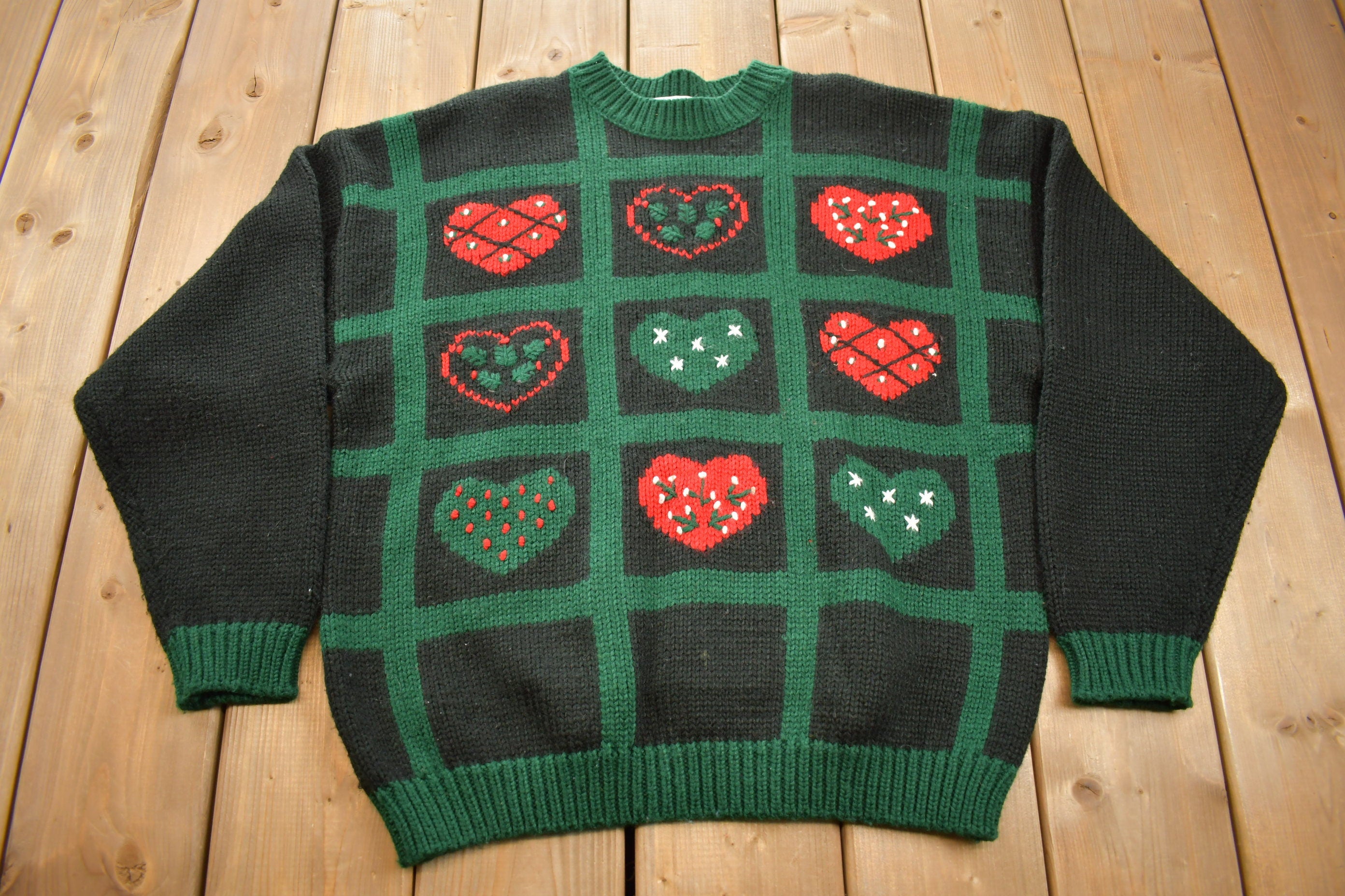 Vintage 1990s Knitted Crewneck Sweater /