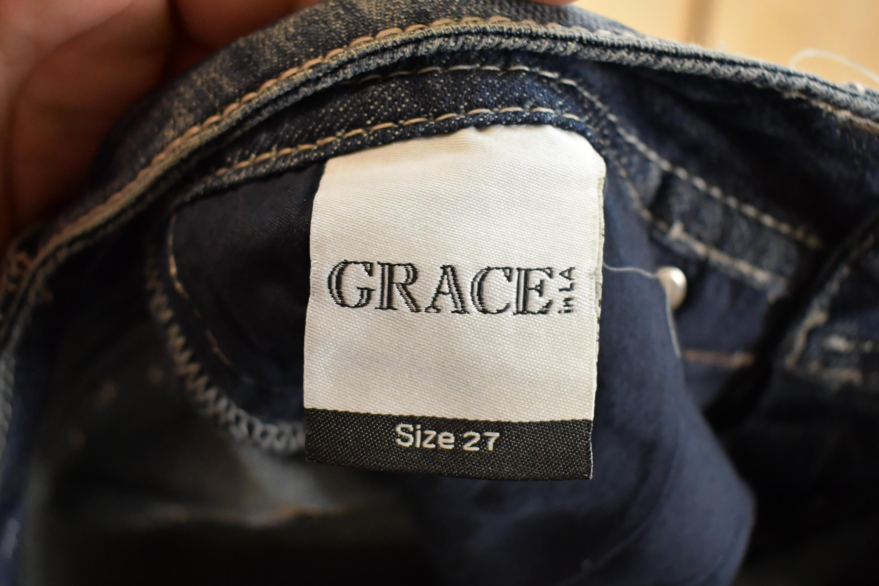 Vintage Deadstock Y2K Grace LA Bedazzled Low Rise Jeans Women's Size 27x31