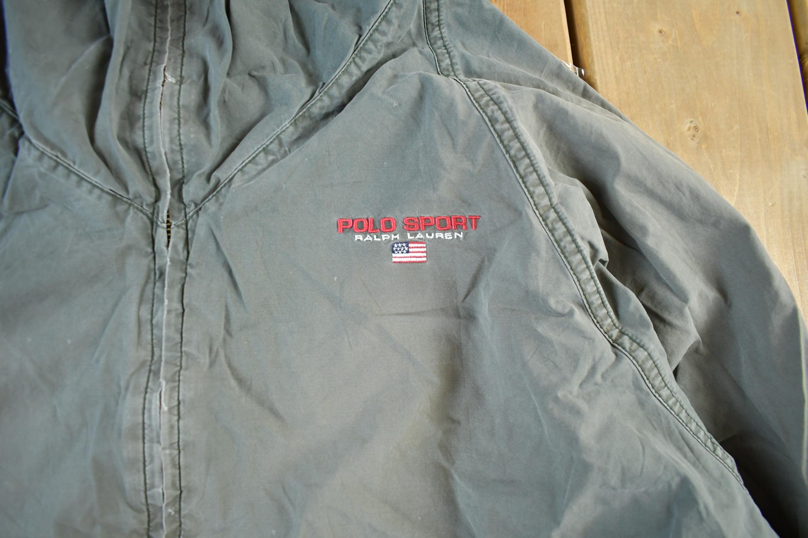 Vintage 1990s Polo Sport Ralph Lauren Hooded Windbreaker Men's Large