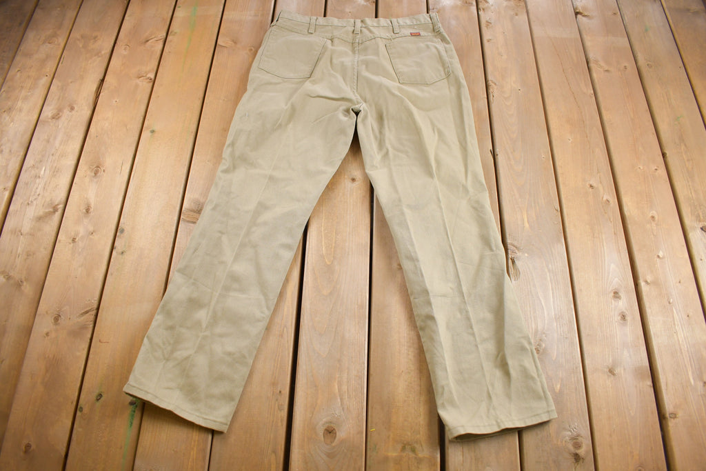 Vintage 1970s Rustlers Khaki Trousers Size 36 x 30
