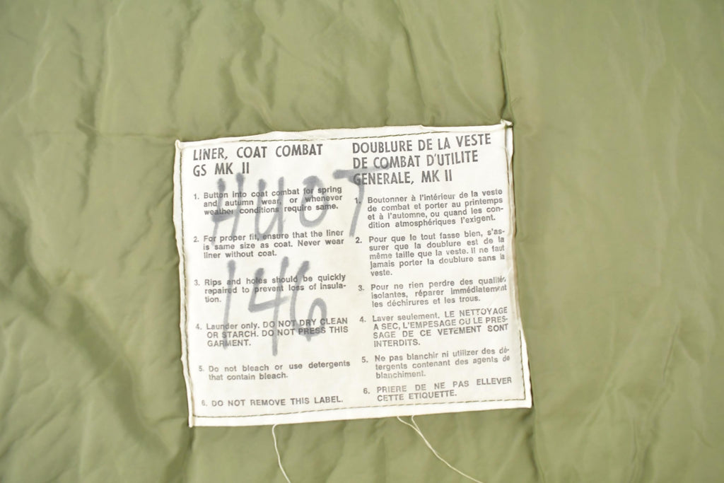 Vintage 1989 Military GS MK Og-107 Combat Jacket Liner