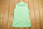 Vintage 1980s Women's Green Blank Sleeveless Zip Up Shirt