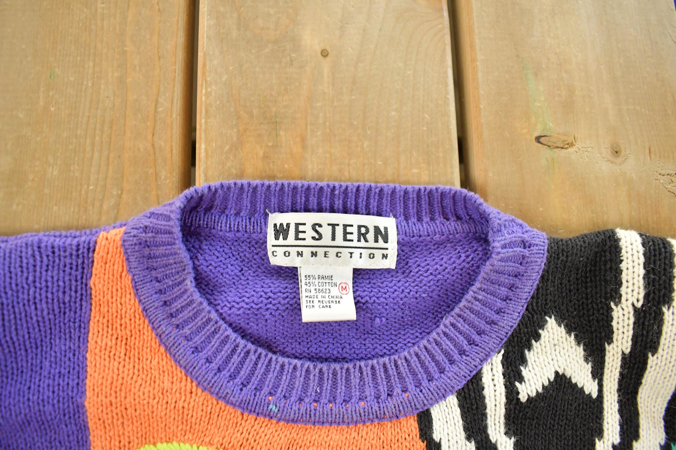 Vintage 1990s Western Connections Floral Knit Sweater Women's Medium