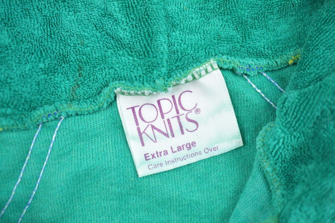 Vintage 1990s Blank Turquoise Terry Cloth Hoodie