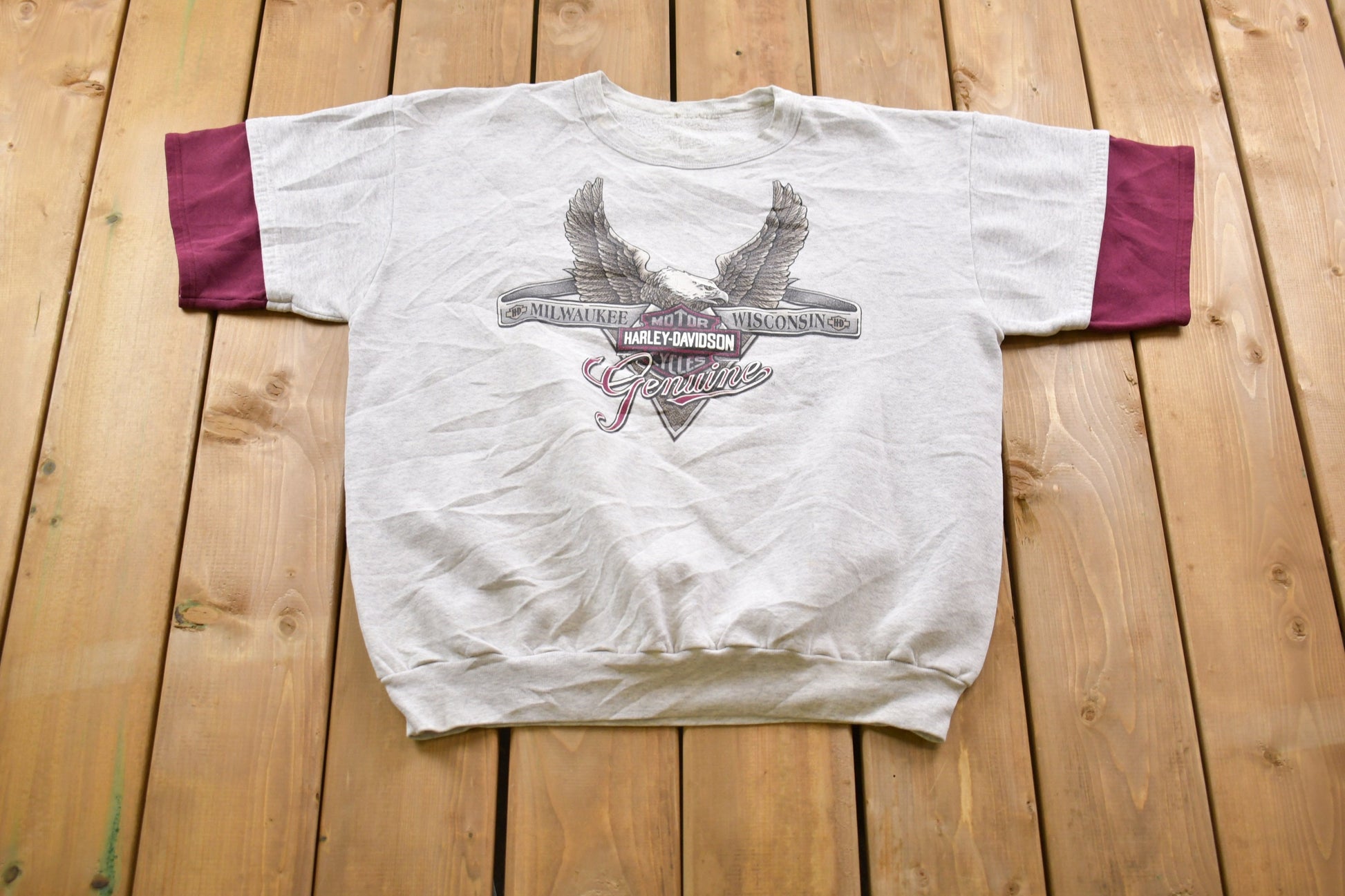 Vintage 1991 Harley Davidson Graphic Short-Sleeved Crewneck Sweatshirt