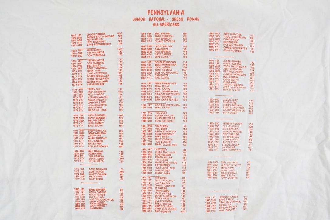 Vintage 1990s Pennsylvania Greco Roman Wrestling Souvenir T-Shirt