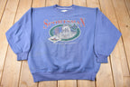 Vintage 1990s National Sportsman Wolf Graphic Van Heusen Crewneck Sweatshirt Made In USA