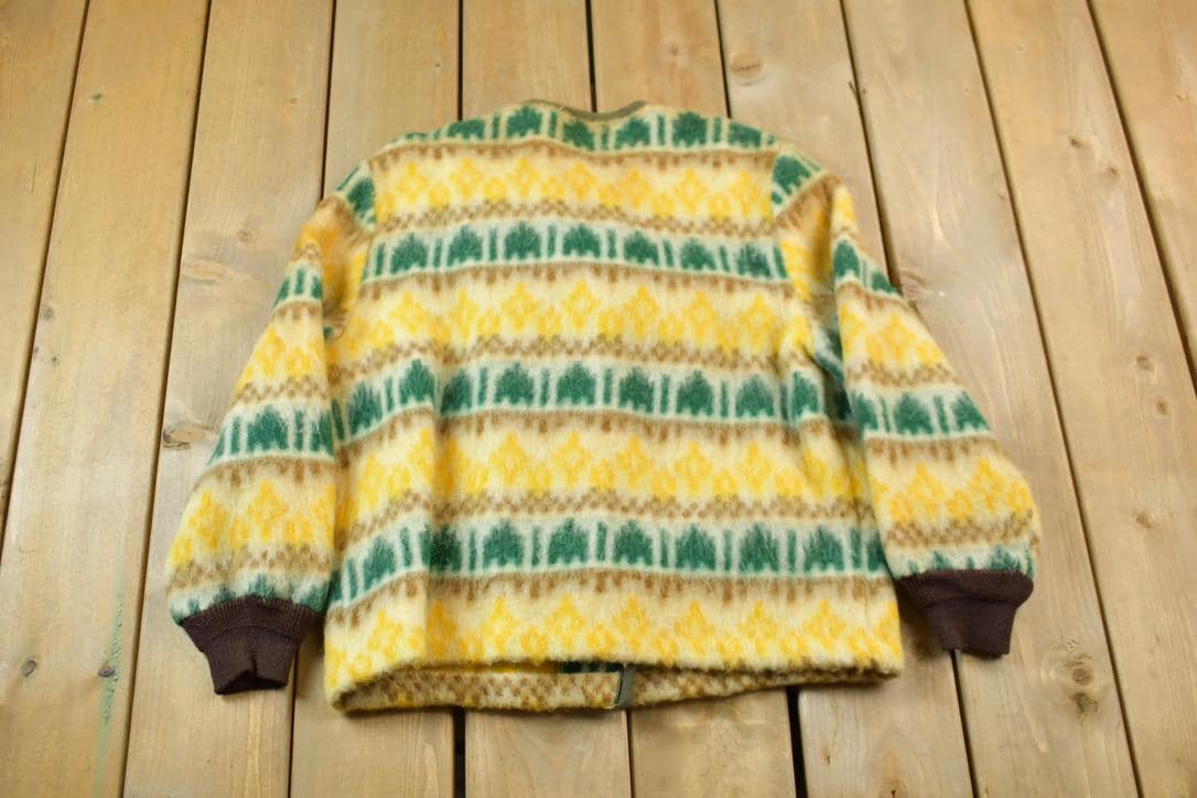 Vintage 1960s Patterned Mohair Cardigan Sweater /