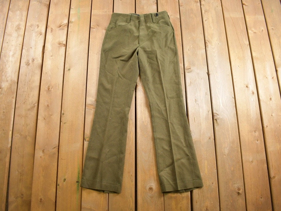 Vintage 1980s Haggar Mustang Wool Trouser Flares Size 28 x 31