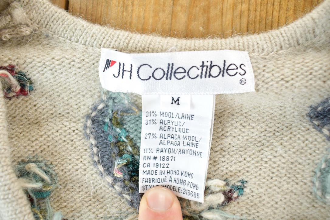Vintage 1990s JH Collectibles Button Up Wool Knit Sweater Womens M