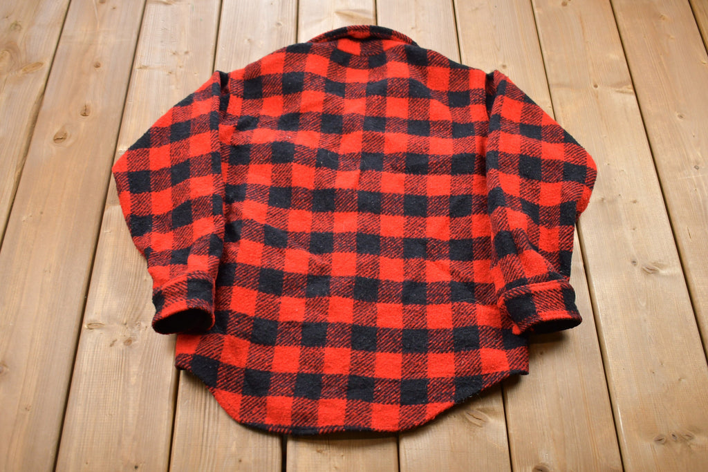 Vintage 1950s Melton Plaid Button Up Shirt