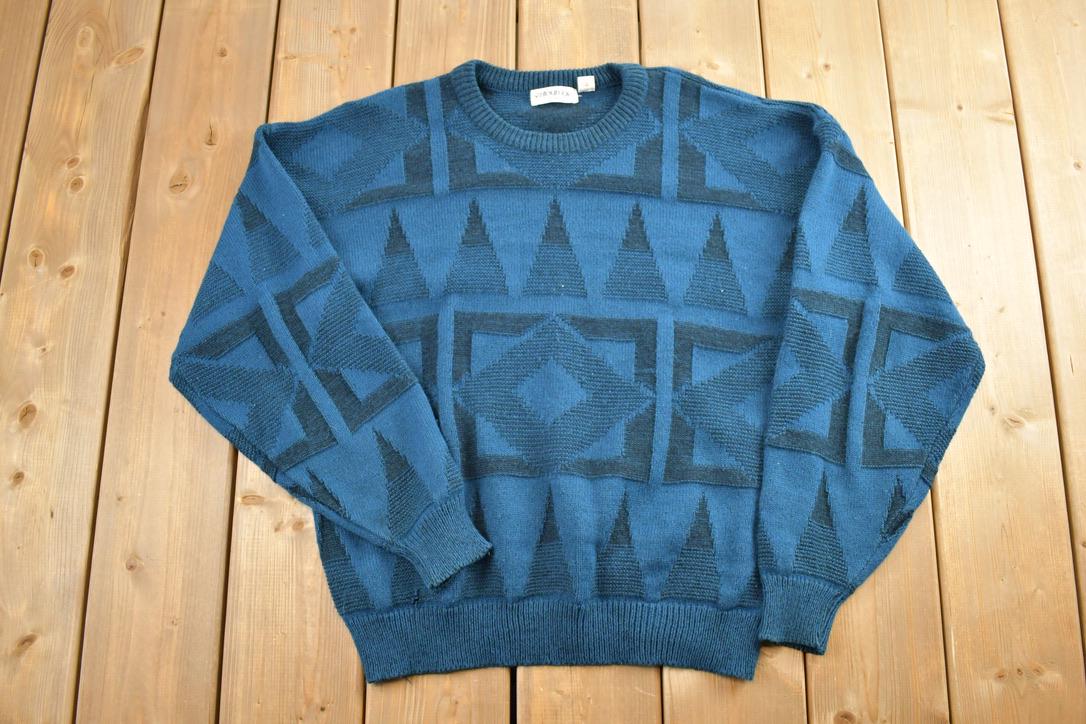 Vintage 1990s Entourage Knit Abstract Pattern Crewneck Sweater