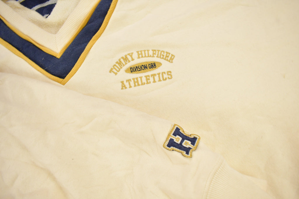 Vintage 1990s Tommy Hilfiger V Neck Embroidered Sweatshirt