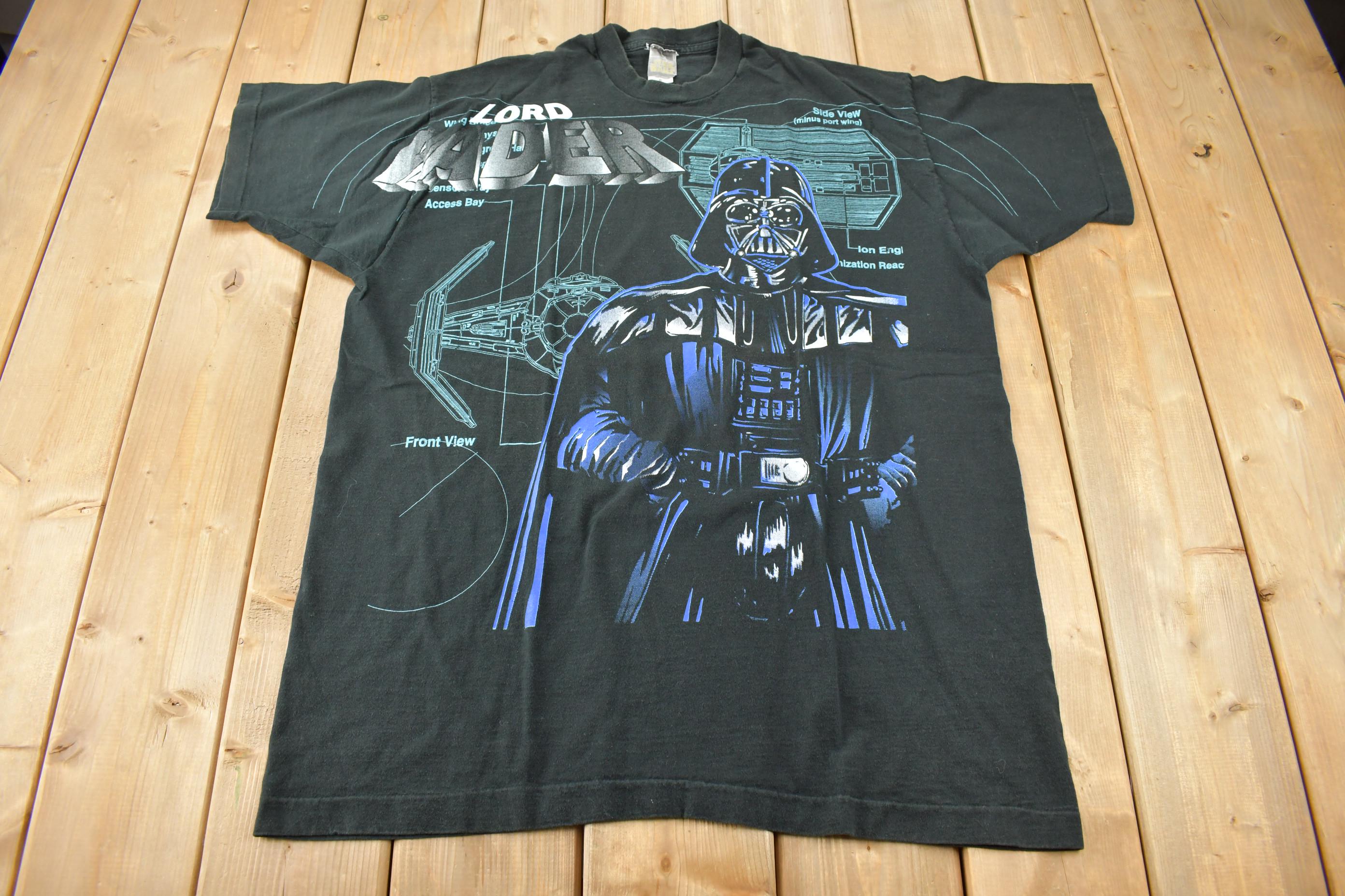Vintage 1996 Star Wars Lord Vader Tie Fighter All Over Print Graphic T-Shirt Size XL Made In USA