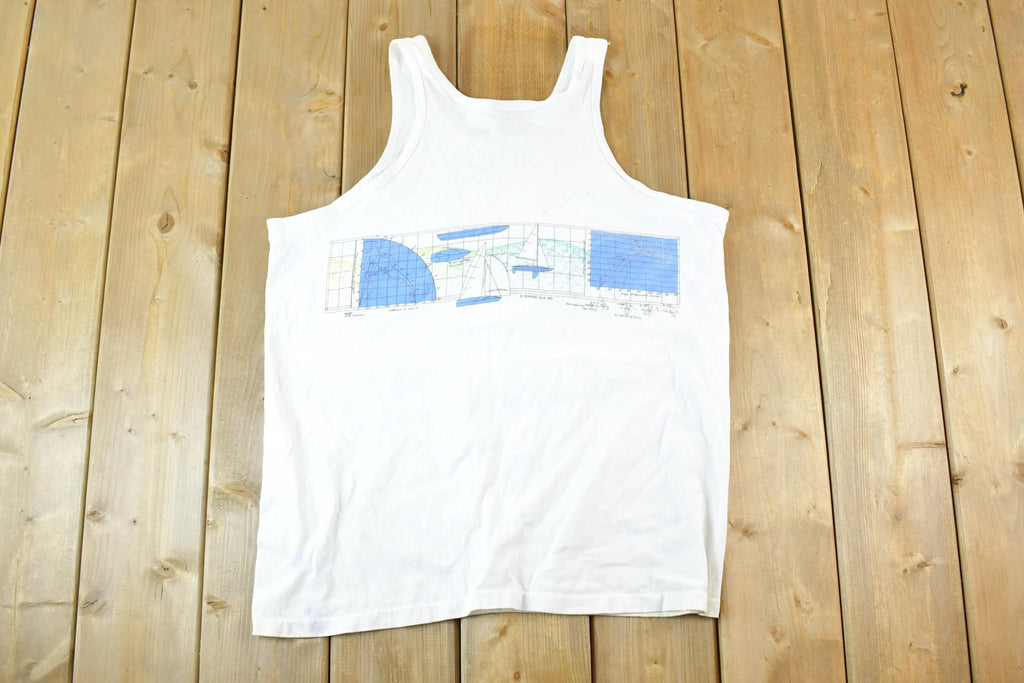 Vintage 1990s Newport Blue Sailboat Tank Top Mens L