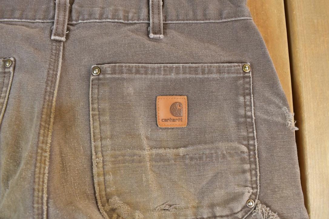 Vintage 1990s Carhartt Double Knee Riveted Denim Work Pants Size 32 x 32