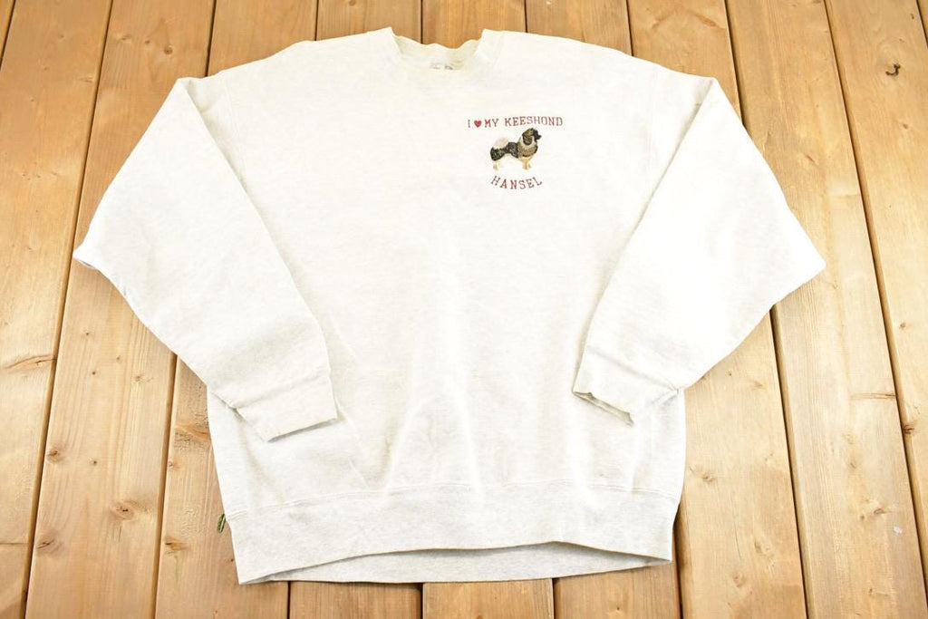 Vintage 1990s Keeshond Dog Heavyweight Souvenir Crewneck Sweatshirt Mens M / 90s Crewneck / Travel Vacation Sweater