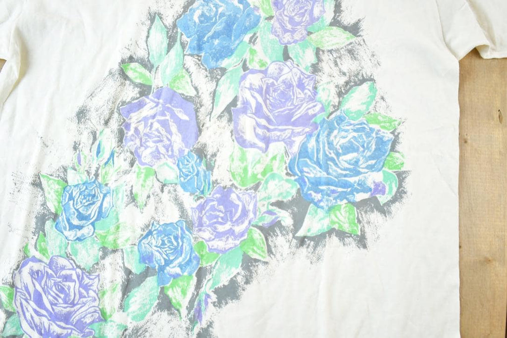 Vintage 1990s Jacques Moret Souvenir Floral Print T-Shirt Women's Large