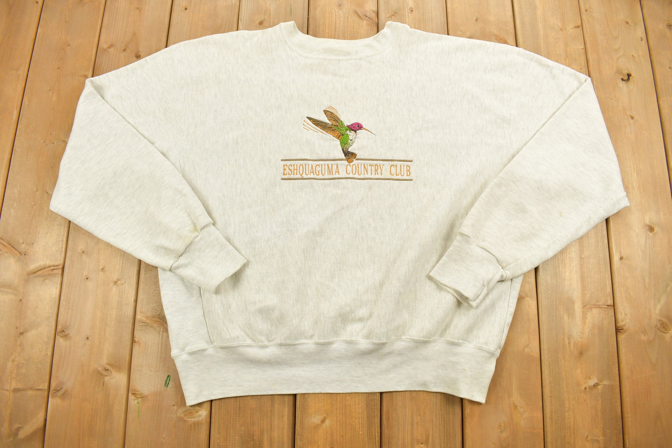 Vintage 1990 Eshquaguma Country Club Humming Bird Crewneck Sweatshirt