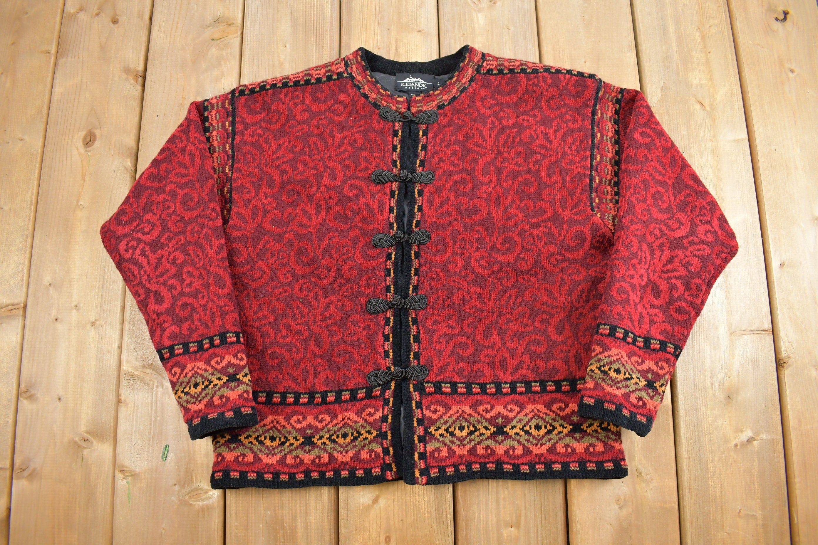 Vintage 1990s Icelandic Design Knit Cardigan Sweater