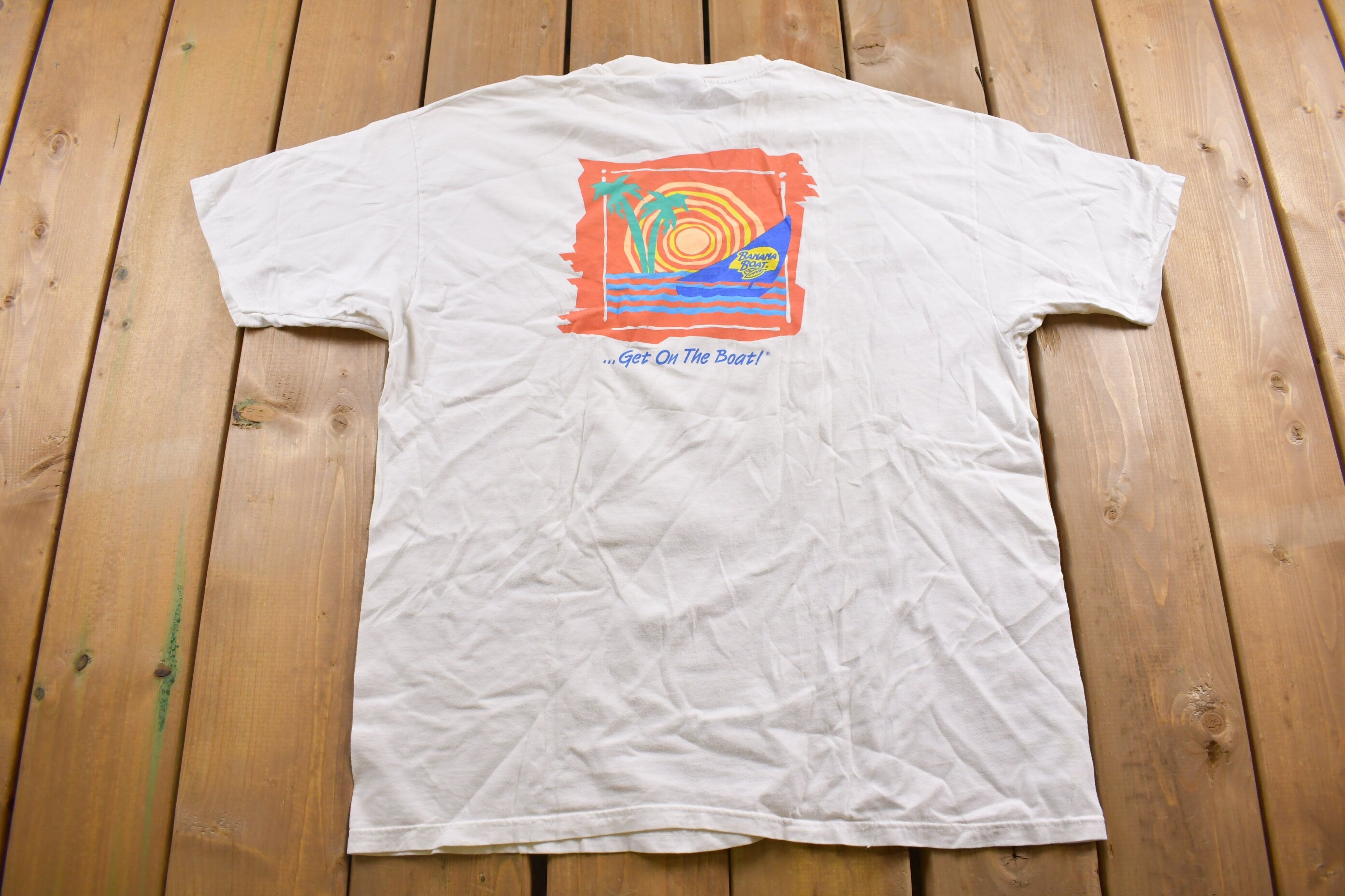 Vintage 1990s Hanes Banana Boat Graphic T Shirt