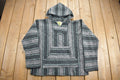 Vintage 1990s Iguana Jack Hooded Pullover Striped Knit Poncho Blanket Hoodie