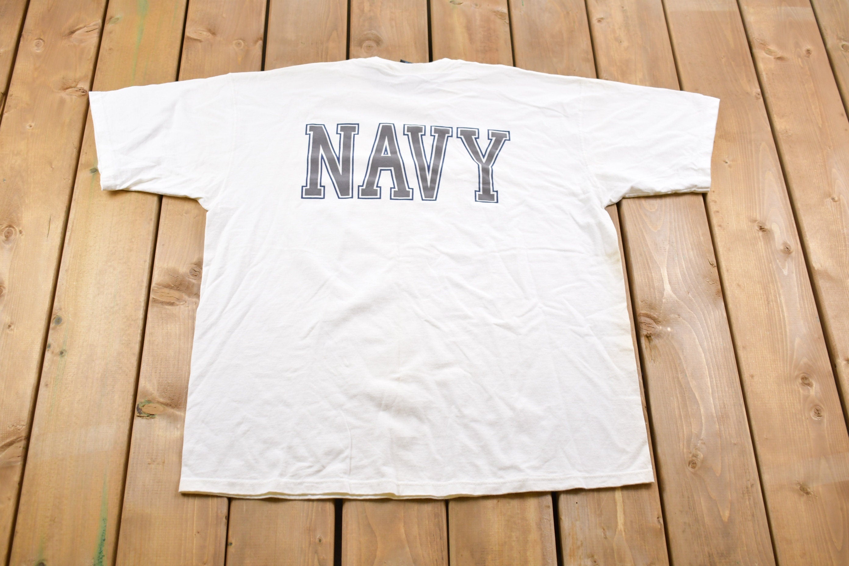 Vintage 1990s United States Navy Graphic T-Shirt  US Navy Graphic  80s  90s  Streetwear  Retro Style  Single Stitch  Made In USA